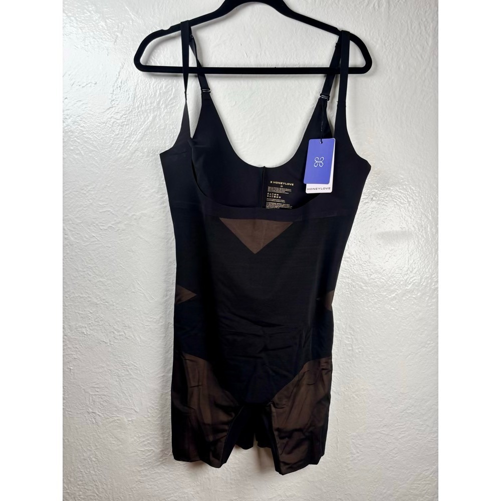 New Honeylove SuperPower Mid-Thigh Bodysuit Womens 2X Black Targeted Compression